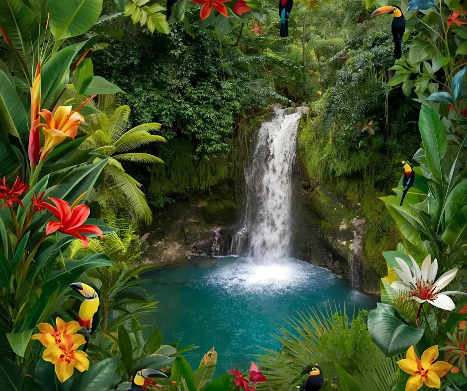 Vibrant tropical flowers